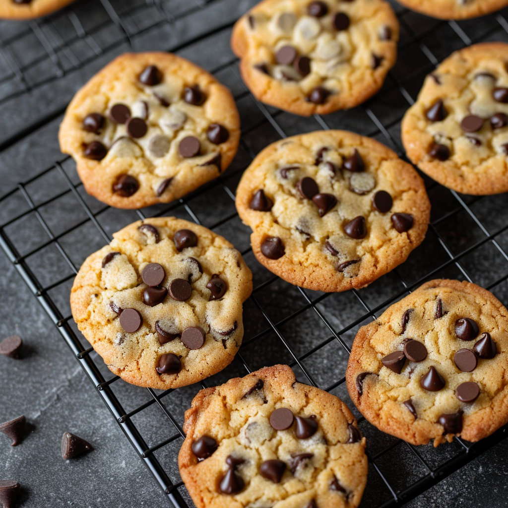 Chocolate Chip Cookies with Mini Chips - The Ultimate Bite-Sized Treat 11 mini chocolate chip cookies cooling on rack