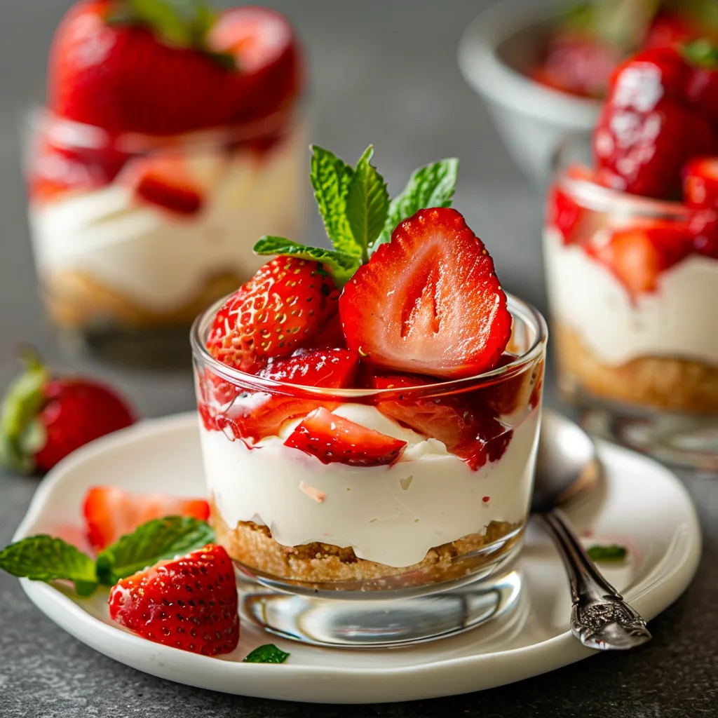 Easy Mini No-Bake Strawberry Shortcake Cheesecake Cups You’ll Love