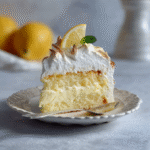 Slice of lemon meringue cake